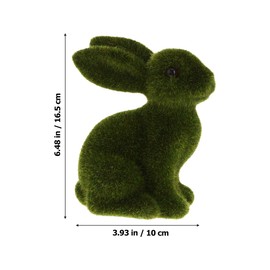 Veemoon 2pcs Green Bunny Decor, Moss Flocked Rabbit Easter Rabbit Figurines Fuzzy Bunny Lawn Statue Small Sitting Bunny Garden Artificial Plant Rabbit for Home Party Favors Decoration