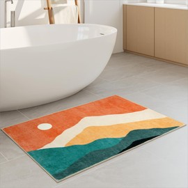 Sungea Abstract Indoor Door Mat 2x3 Rug, Low Pile Boho Bathroom Rugs Non Slip Washable Rugs for Entryway, Foldable Super Soft Faux Wool Throw Rug for Bedroom Entrance(Colorful)