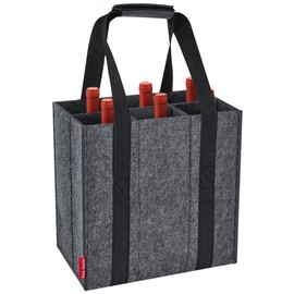Eurhomewit Bottle Carrier 6 Compartments Bottle Bag, Felt Bottle Bag, Reusable Men's Handbag for Beer Bottles, Wine Bottles, Drinks Bag
