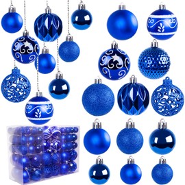 Ywlake 100Pcs Christmas Ball Ornaments for Christmas Tree Decoraion Baubles Shatterproof Balls Hanging Ornaments for Xmas Holiday Party Home Decorations (Blue)