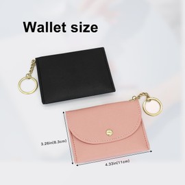 AfitLulu Women's Purse with Key Ring and 2 Compartments, Card Holder, Women's Ultra Thin Wallet, Women's Slim Card Wallet, Small with Snap, Pink (pink-1), Modern