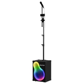 Dolphin KP-500 VocalPro Portable Karaoke Bluetooth Speaker w/Microphone & Stand – Rechargeable, Adjustable Mic Stand, Phone Holder, & Vibrant LEDs, Long Lasting Battery