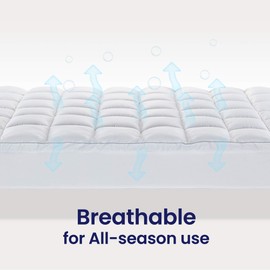 SLEEP ZONE Luxury Mattress Pad Cover Cooling Cotton Top Overfilled Extra Thick Soft Down Alternative Topper Quilted Pillow Top Upto 21 inch Deep Pocket, White, Queen