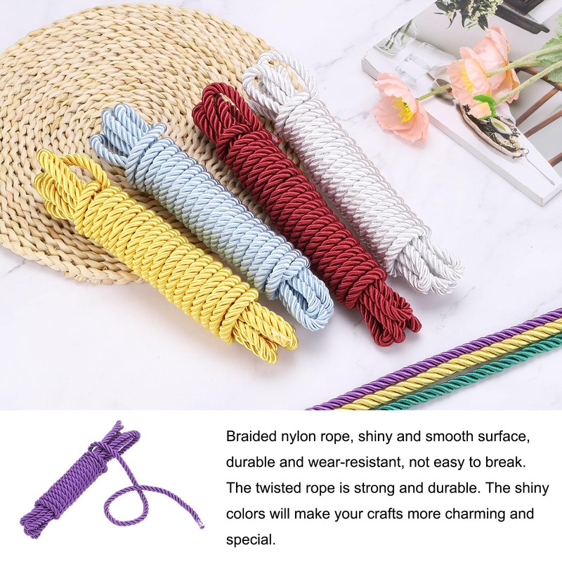 Rebower Nylon Trim Cord Rope, 8mm x 10m Dark Purple