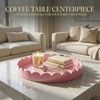Gesodant 13" Round Scalloped Decorative Tray for Coffee Table Decor,