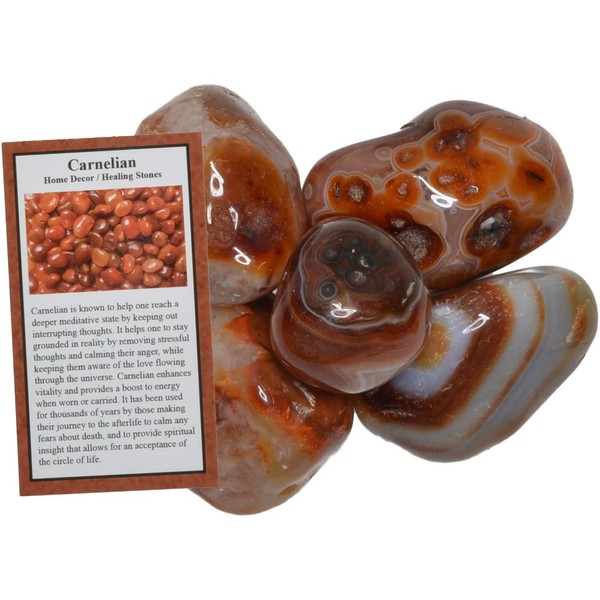 Hypnotic Gems Materials: 1 lb Carnelian Tumbled Stones - Grade