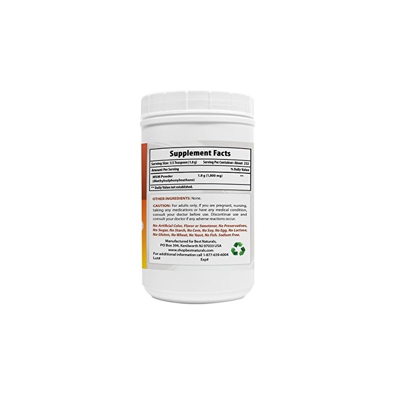 Best Naturals 100% Pure MSM Powder, 1Lb (1 LB (Pack