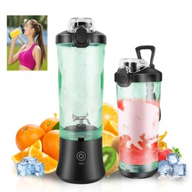 Portable Blender, 20oz Personal Size Blender for Smoothies, 6 Blades Mini USB Rechargeable Home Blender Mixer with LED Light, 2 x 2000mAh Large Battery, Green