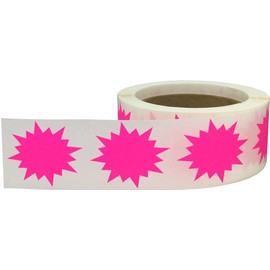 Fluorescent Pink Burst Color Coding Labels for Organizing Inventory 2 Inch Round Circle Dots 500 Total Adhesive Stickers On A Roll