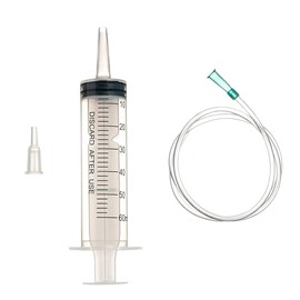 KOMUNJ 60 ml Plastic Syringe with 1m Transparent Hose, Sterile, Industrial Use