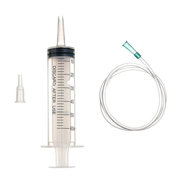 KOMUNJ 60 ml Plastic Syringe with 1m Transparent Hose, Sterile,