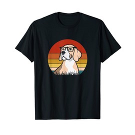 Beagle Puppy With Glasses Funny Nerd Beagle Dog Retro T-Shirt for Men Women Kids