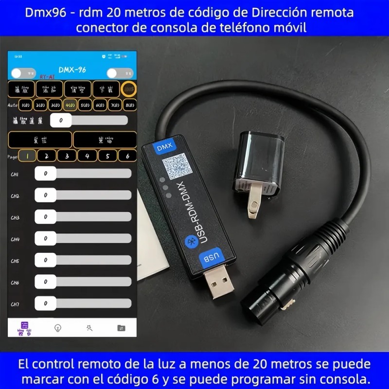 Interfaz Dmx Rdm Via Bluetooth Con App Smartphone 96 Canales