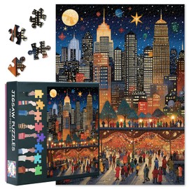 Difficult Challenging Puzzles for Adults 1000 Pieces Multicultural Cityscape Jigsaw Puzzles for Adults City Night View Puzzle Perfect for Family Game Night 27.5"X19.7"