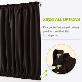 PONY DANCE Blackout Door Panel - French Curtain Elegant Home Decorative Rod Pocket Window Treatment for Sliding Door with Adjustable Tieback, 54 x 72 inches, Brown, 1 Panel