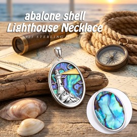 SHAOAN 925 Sterling Silver Lighthouse Mountain Pendant Necklace for Women