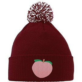 Hippowarehouse Peach Embroidered Beanie Hat with Bobble