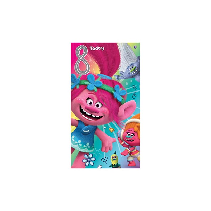 Trolls age 8 Birthday Card