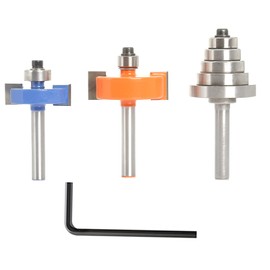 Sinoprotools 2PCS Rabbet Router Bit&Bearing Set,1/4-Inch Shank T-Slot Rabbet Router Bits，Multi-Rabbet Set with Interchangeable 5Bearings 3/8",1/2",5/8",3/4",7/8",1-1/8",1/2-Inch Height