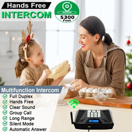 Intercoms Wireless for Home Hands Free, Upgrade Two Way Intercom 5300 Feet Range, Full Duplex Wireless Intercom System for Home Use, Home Communication System with Clear Sound(4 Packs, Black)