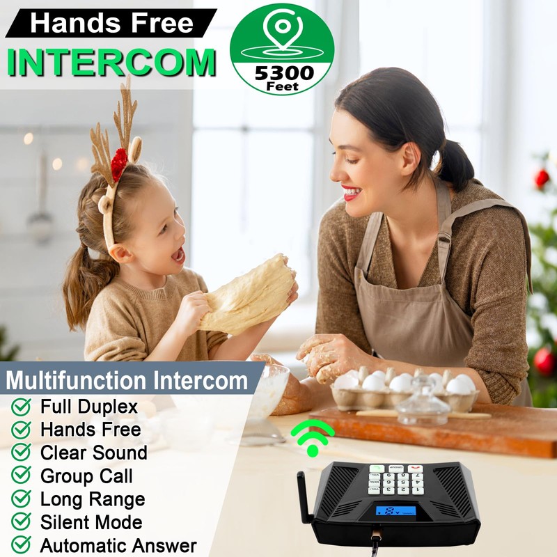 Intercoms Wireless for Home Hands Free, Upgrade Two Way Intercom