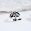 Nisgoin Sunflower Spoon Rings for Women- 925 Sterling Silver Turquoise