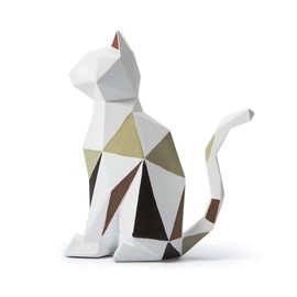 HAUCOZE Cat Statue Sculpture Modern Decor Figurine Animal Gifts Table Centerpiece Crafts Polyresin Home Arts 18cm