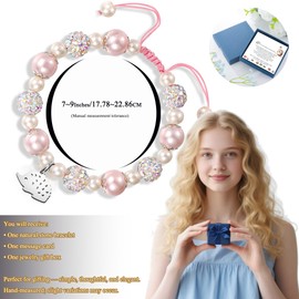 LIUANAN Hedgehog Charm Adjustable Bracelet for Women Hedgehogs Spirit Jewelry Pink Pearl Gift for Animal Lovers Intuition Protection Crystal Gifts for Her Daughter Niece Birthday, One Size, Stone
