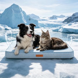 EXPAWLORER Dog Cooling Mat, 36 * 27in Upgraded Thick Non-Slip Bed Pad with Chill Soothing Fabric for Large Dogs Cats Pets in Summer Keep Cool, Portable Washable Kennel Bed with Waterproof Inner Cover