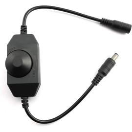Maxmoral 1pc DC 12V 24V LED Strip Dimmer Switch with DC Female Male Adapter Single Color Mini LED Lamp Lighting Accessories Brightness Adjustable Controller Manual Knob Dimmer Switch Black