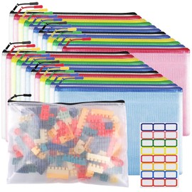 24pcs Mesh Zipper Pouch Bags, Zipper Bags for Organizing, A4 Zipper Bags for Classroom Organization and Storage, Board Game Storage,Puzzle Bags