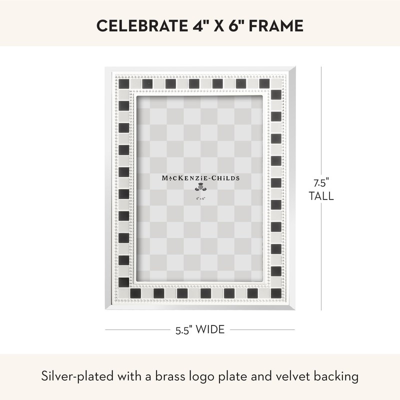 MACKENZIE-CHILDS Decorative Picture Frame, 4" x 6", Black-and-White Celebrate