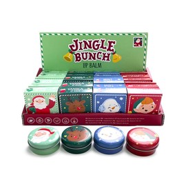 Puckator Jingle Bunch Christmas Lip Balm in a Tin - Lip Care Stick Balms Chapstick Holiday Essentials For Women Family - Lipbalm Moisturiser Exfoliator Cream - Pretty Cute Lip Blam Bam