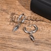 Rockyu Men's Stainless Steel Hoop Earrings for One Ear, Rhombus