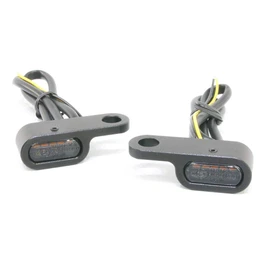 Ultra Small Micro Mini LED Turn Signal, EH, Black Body, Smoke Lens, Road Transport Vehicle Act Compliant, Set of 2, Orange/Amber Luminous