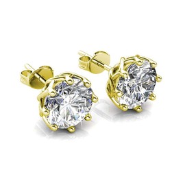 Cate & Chloe Eden 18k Yellow Gold Plated Stud Earrings with Crystals, Women's Gold Earring Set with Solitaire Round Cut Crystals, Jewelry for Women, Hypoallergenic, Gift for Her