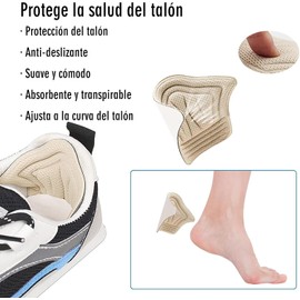 Almohadillas de Talón, Protectores de Talón, Antiampollas, Previene Resbalones, Ampollas y Rozaduras, Amortiguador del Talón, Perfecta para Zapatillas Deportivas, Ajuste Universal, Unisex, 2 Pares