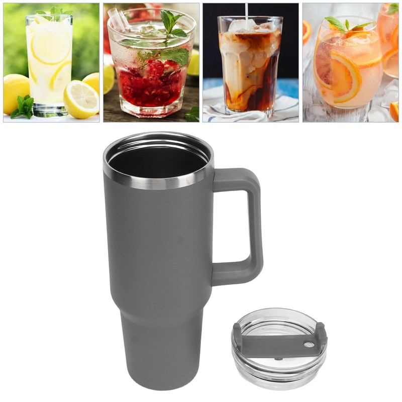 40oz Stainless Steel Vacuum Insulation Water Mug with Handle Straw
