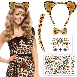 Hook Hook Leoparden Kostüm Damen – Haarreif mit Leopard Ohren für Karneval, Fasching & Tier-Mottopartys – Für Damen und Kinder