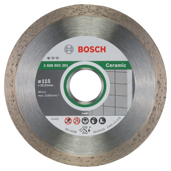 Bosch Professional 2608602201 Standard for Ceramic Diamond Cutting disc, Silver/Grey, 115 mm