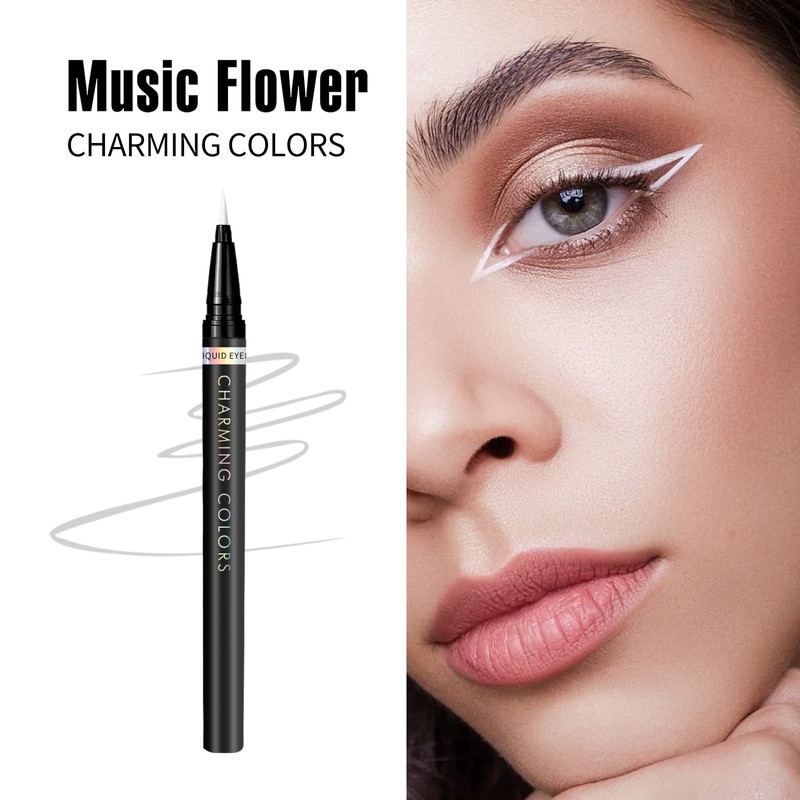 Music Flower Liquid Eyeliner, Waterproof and Smudge-proof Liquid Eyeliner Pen,
