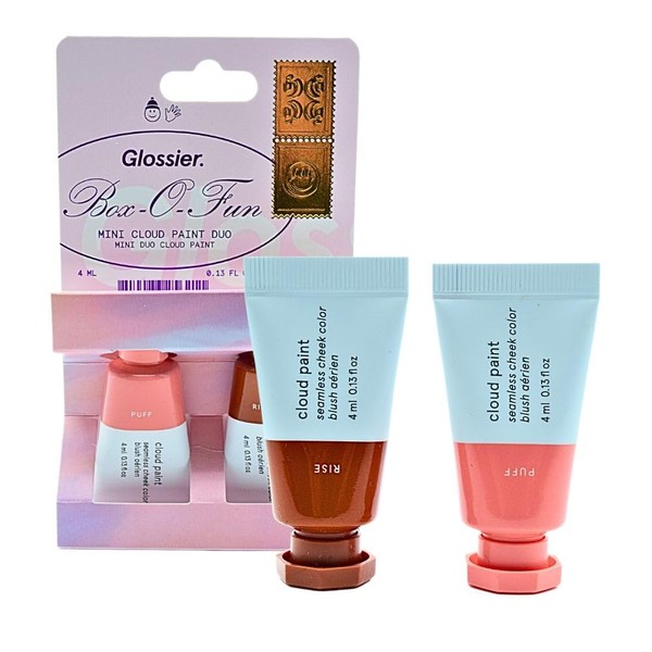 Glossier Mini Cloud Paint Gel Cream Blush Duo:: Rise (Warm Terracotta) and Puff (Light, Cool Pink)