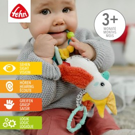Fehn Toy Baby Chirping Bird – Motor Skills Toy with Attachment Ring – Toy with Gripping Elements – Baby Toy to Grab & Discover – Cuddly Toy for Babies and Toddlers from 3+ Months