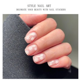 JMEOWIO Gel Nail Stickers Cream Pink White Flower Semi Cured Gel Nail Strips Wraps UV/LED Nail Supplies Nail Art Design Decoration Accessories