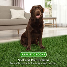 XLX TURF Interlocking Dog Grass Potty Tile, Self Draining Fake Grass Pad for Puppy Tray, Pet Pee Mat Indoor Outdoor Use, 9 Pack 12"X12"