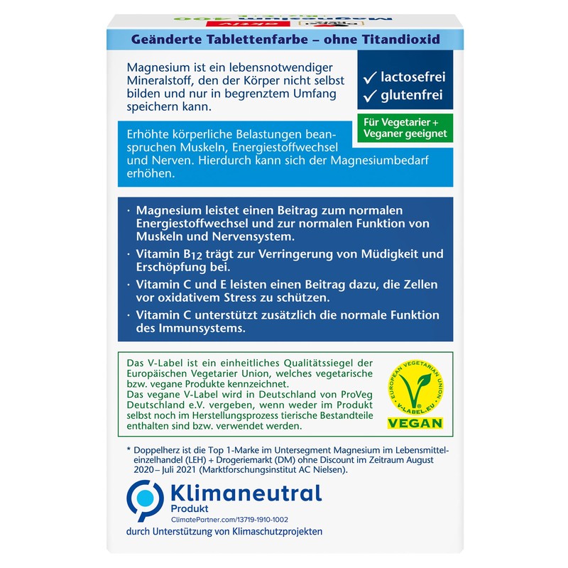 Doppelherz Magnesium 400 + B12 + C + E -