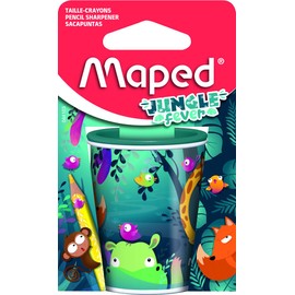 Maped - Jungle Fever Pencil Sharpener for 2 Pen Sizes with Collection Box - Recyclable Cardboard Packaging