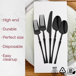 Smarty Had A Party 240 Solid Black Moderno Disposable Plastic Dessert Forks Heavy Duty Plastic Fork Forks Plastic Disposable Black