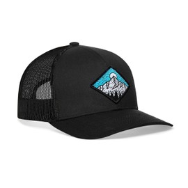 HAKA Diamond Mountains Trees & Trucker Hat, Mesh Outdoor Hat for Men & Women, Adjustable Snapback Baseball Cap, Golf Hat, Black, One Size