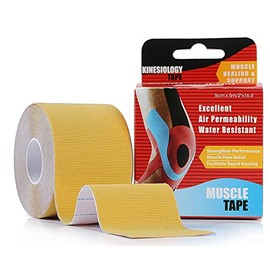 Kinesiology Tape Strapping Taping Athletic Sports Tape for Men Knee Shoulder Elbow Ankle Neck Muscle Superior Waterproof Adhesion Non Latex Safe for Kids Pregnant Women (Yellow)